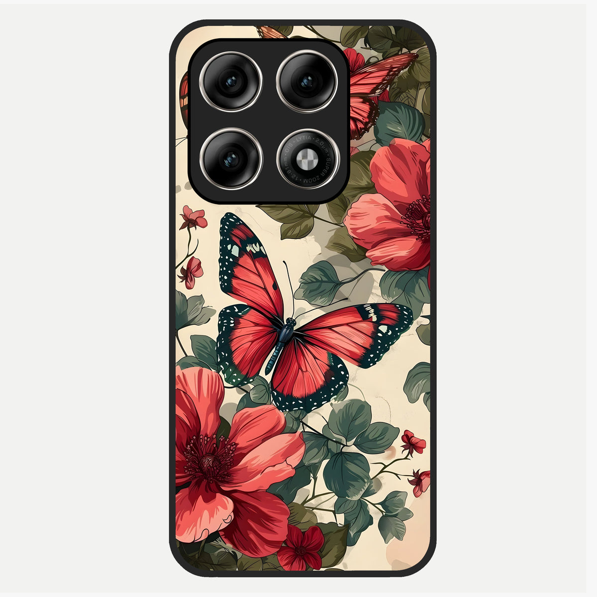  Crimson Butterfly Garden Glass Case For Moto Edge 70 Pro back cover – full design glossy printed glass finish