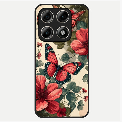  Crimson Butterfly Garden Glass Case For Moto Edge 70 Pro back cover – full design glossy printed glass finish