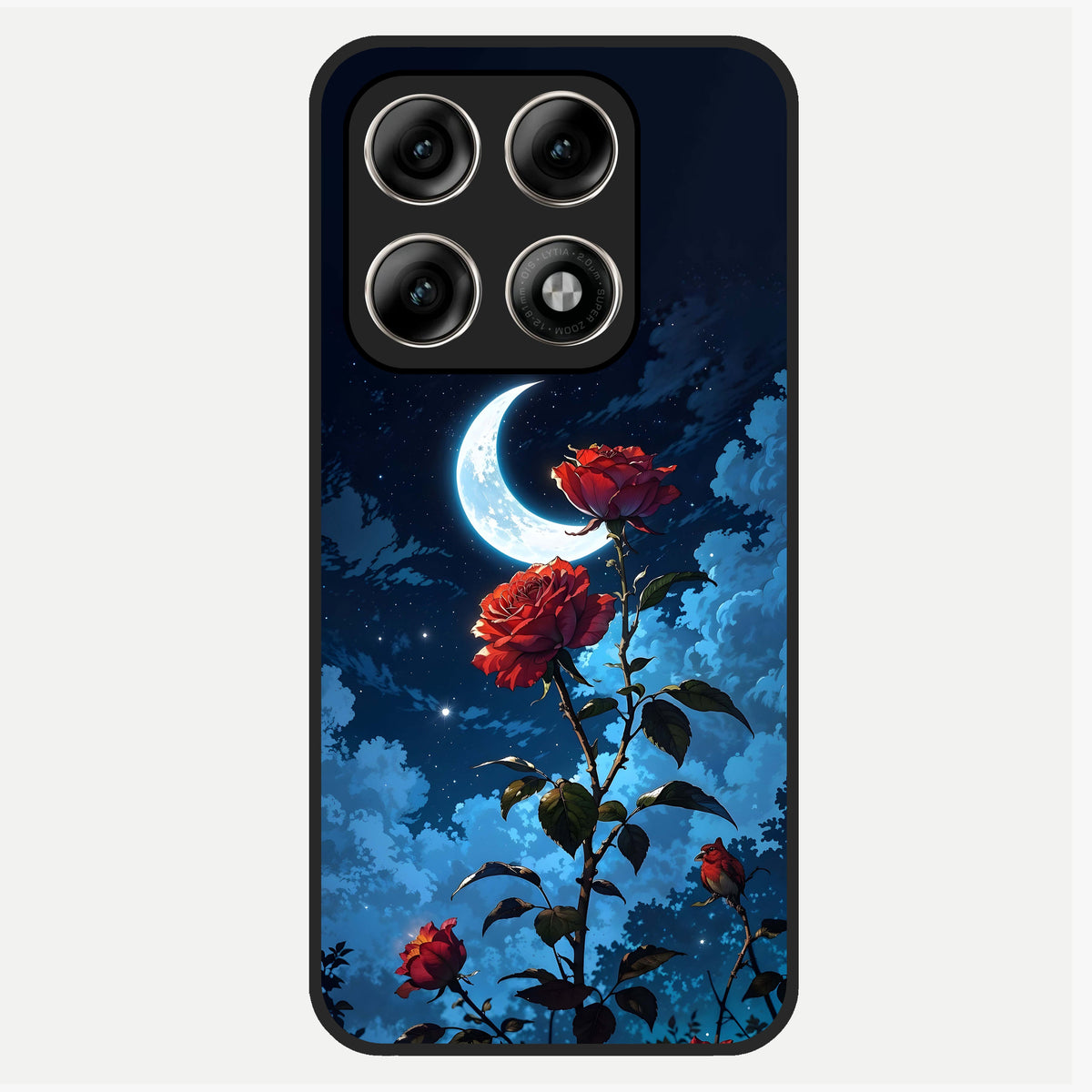 Crimson Rose Moon Glass Case For Moto Edge 70 Pro back cover – full design glossy printed glass finish