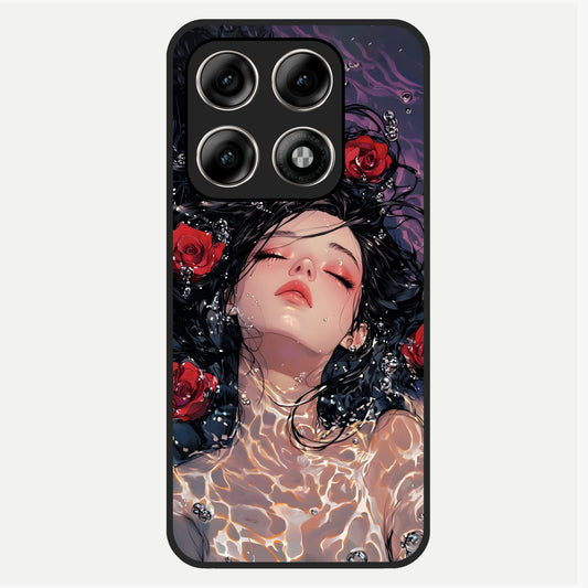  Crimson Rose Serenity Glass Case For Moto Edge 70 Pro back cover – full design glossy printed glass finish