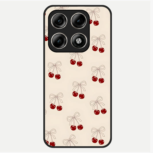  Cute Cherry Pattern Glass Case For Moto Edge 70 Pro back cover – full design glossy printed glass finish