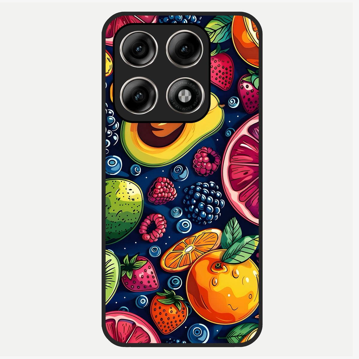  Cute Fruits Art Glass Case For Moto Edge 70 Pro back cover – full design glossy printed glass finish