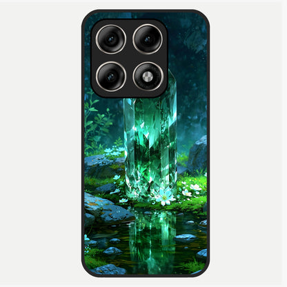 Emerald Light Crystal Glass Case For Moto Edge 70 Pro back cover – full design glossy printed glass finish