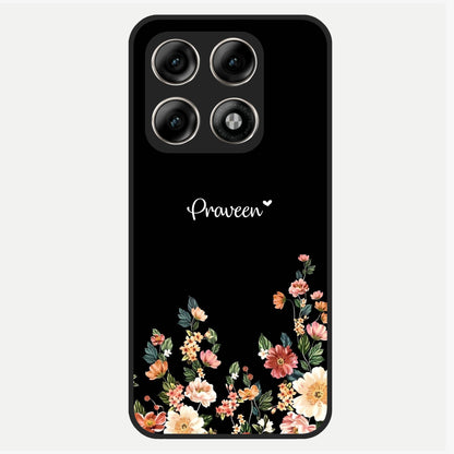  Floral Design Personalized Custom Name Glass Case For Moto Edge 70 Pro back cover – full design glossy printed glass finish