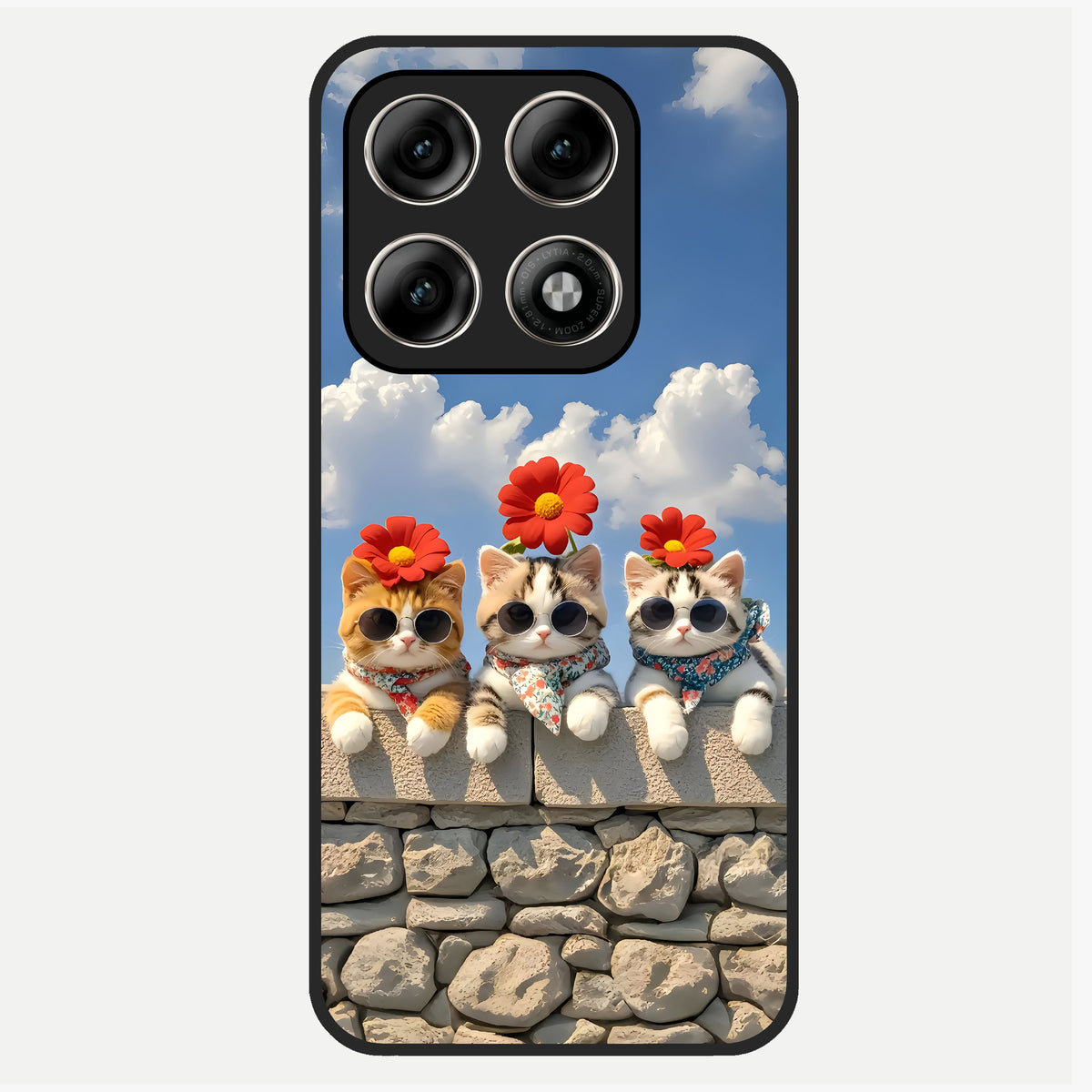  Floral Kitty Squad Glass Case For Moto Edge 70 Pro back cover – full design glossy printed glass finish