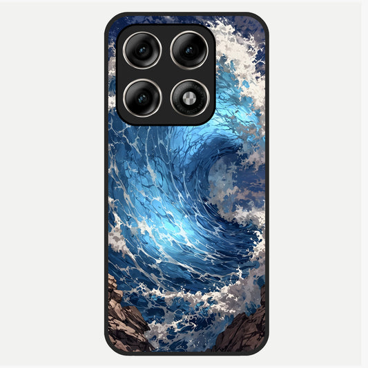  Giant Ocean Wave Glass Case For Moto Edge 70 Pro back cover – full design glossy printed glass finish