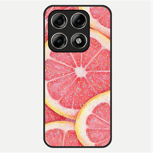  Glitter Grapefruit Glass Case For Moto Edge 70 Pro back cover – full design glossy printed glass finish