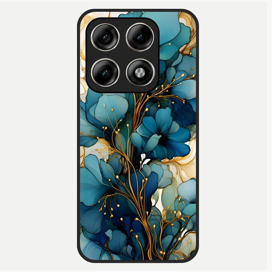  Golden Bloom Symphony Glass Case For Moto Edge 70 Pro back cover – full design glossy printed glass finish