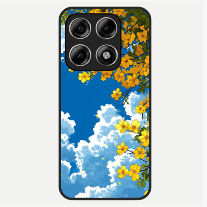 Golden Petal Sky Glass Case For Moto Edge 70 Pro back cover – full design glossy printed glass finish