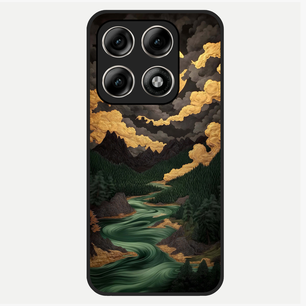  Golden River Moon Glass Case For Moto Edge 70 Pro back cover – full design glossy printed glass finish