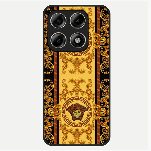  Golden Royal Heritage Glass Case For Moto Edge 70 Pro back cover – full design glossy printed glass finish