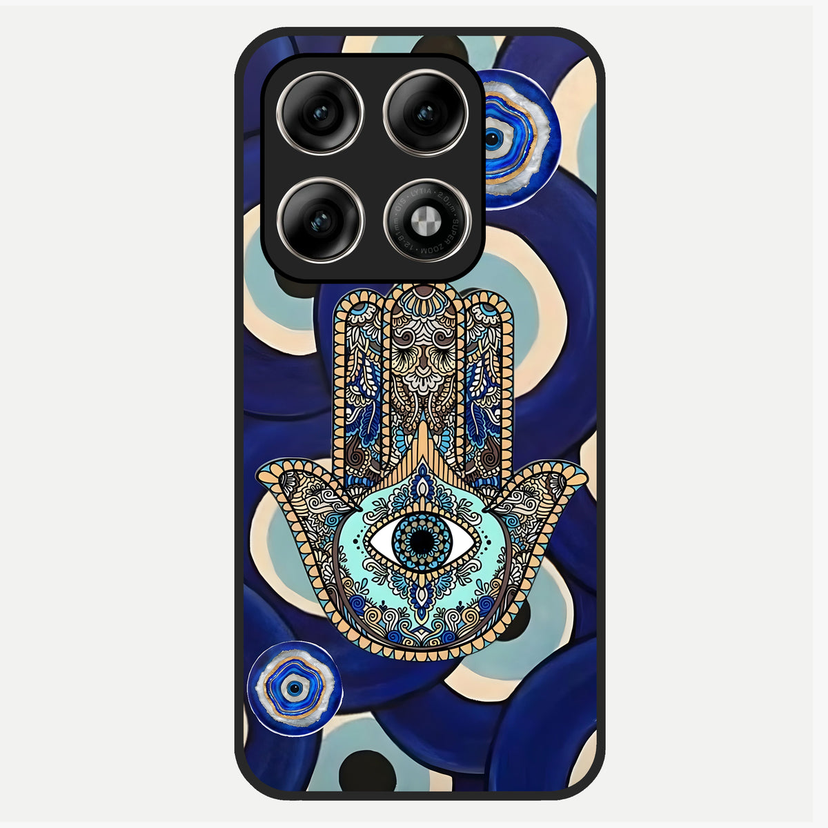  Hamsa Divine Guard Glass Case For Moto Edge 70 Pro back cover – full design glossy printed glass finish