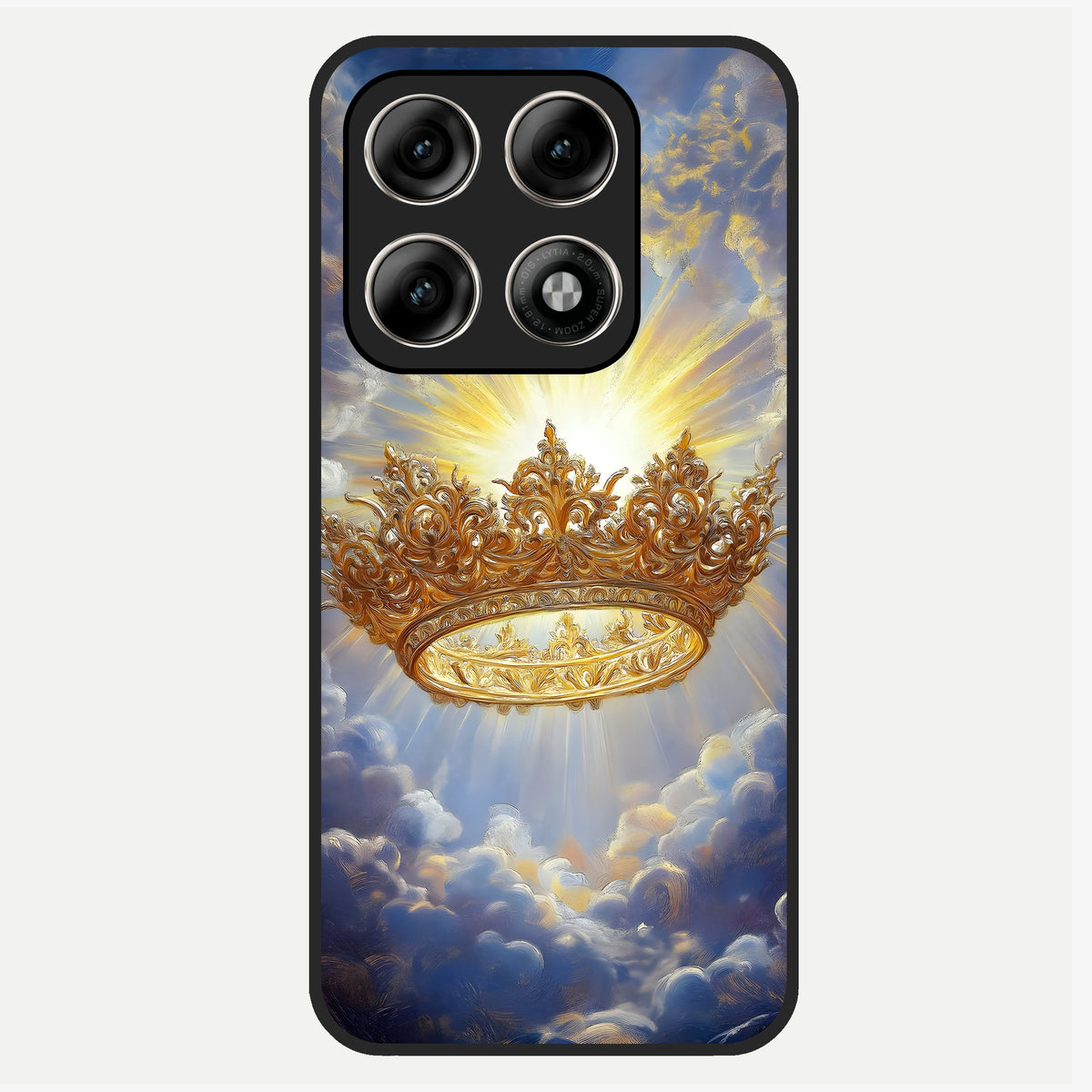  Heavenly Crown Light Glass Case For Moto Edge 70 Pro back cover – full design glossy printed glass finish