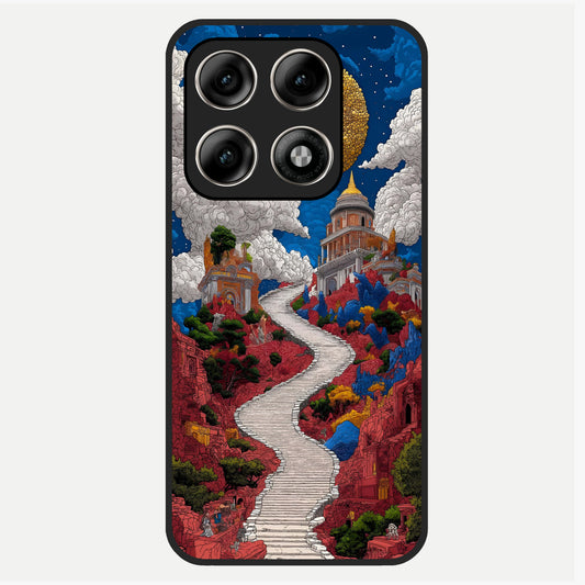  Heavenly Moon Path Glass Case For Moto Edge 70 Pro back cover – full design glossy printed glass finish