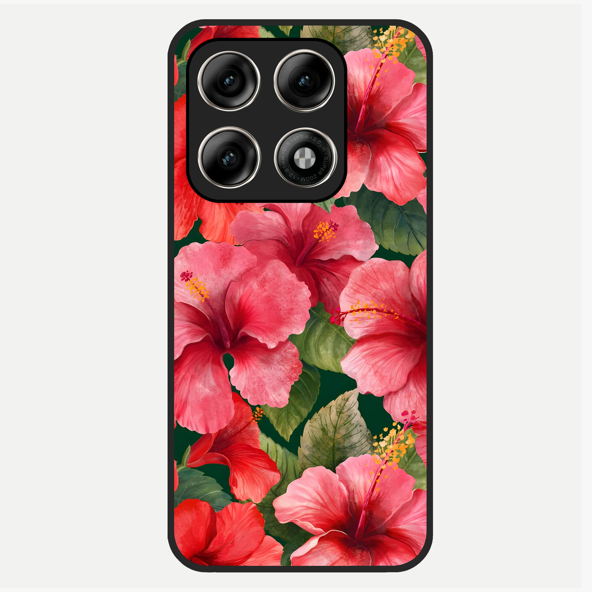  Hibiscus Pattern Glass Case For Moto Edge 70 Pro back cover – full design glossy printed glass finish