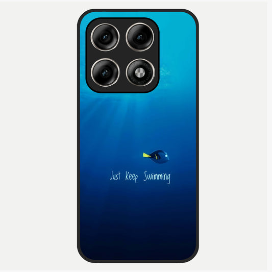  Just Keep Swimming Glass Case For Moto Edge 70 Pro back cover – full design glossy printed glass finish