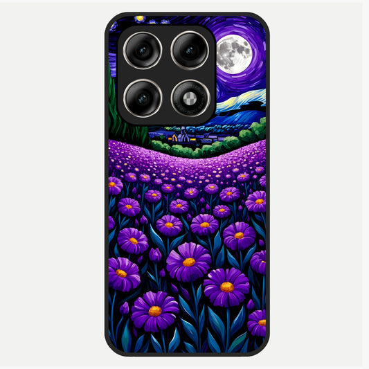  Lavender Moon Field Glass Case For Moto Edge 70 Pro back cover – full design glossy printed glass finish