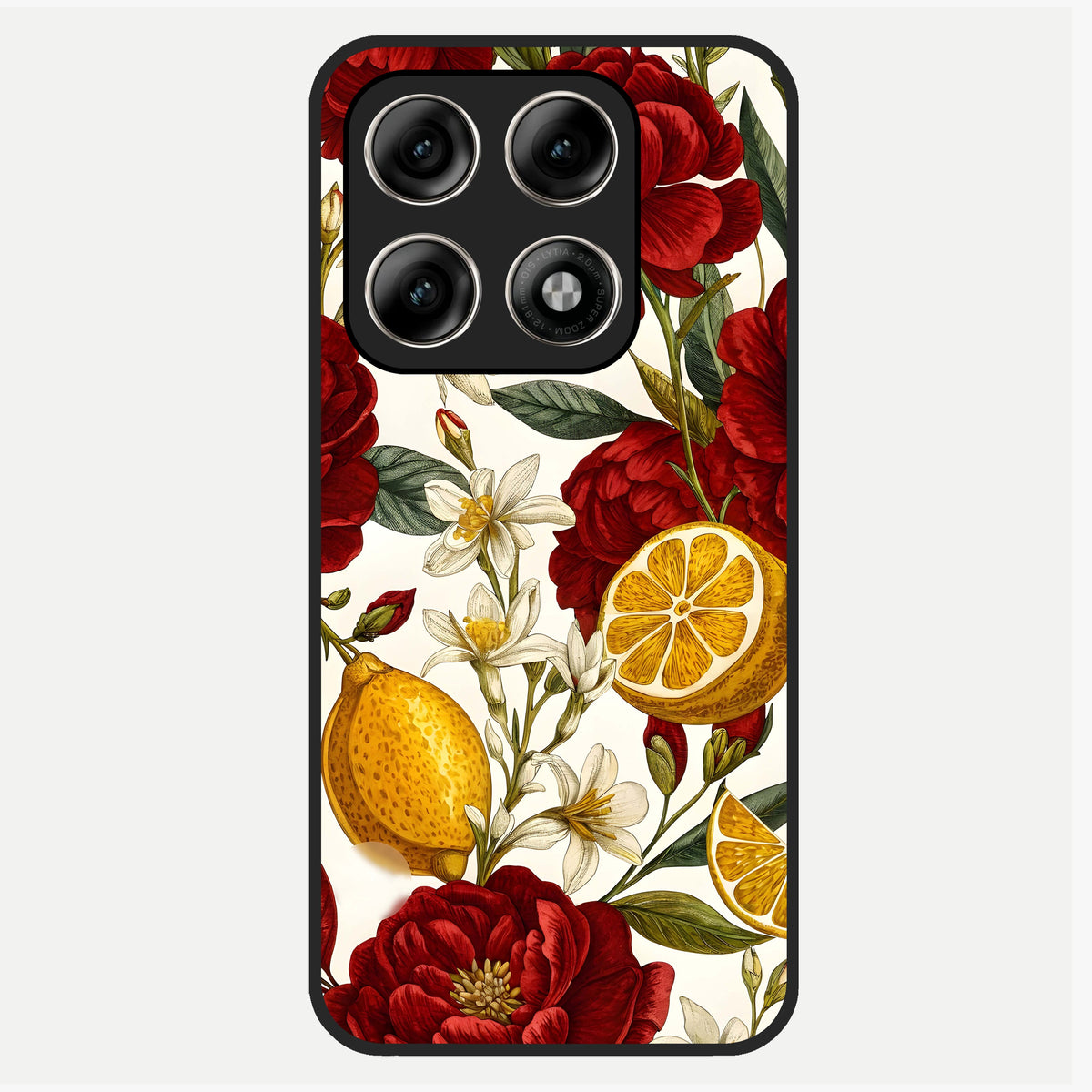  Lemon Rose Charm Glass Case For Moto Edge 70 Pro back cover – full design glossy printed glass finish