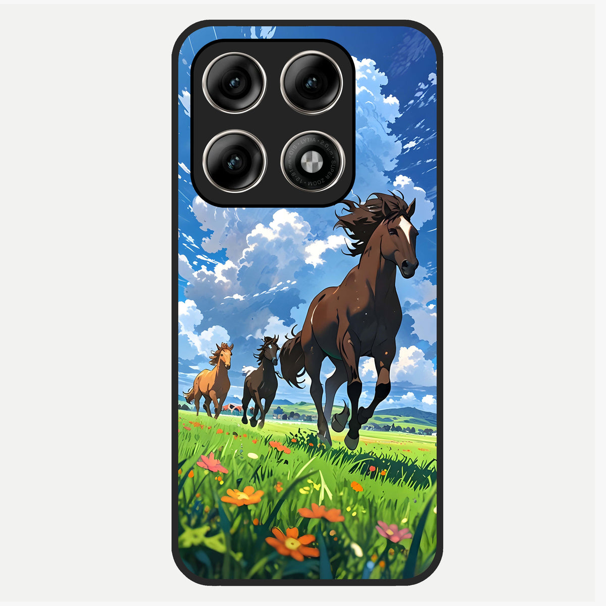  Majestic Horses Galloping Glass Case For Moto Edge 70 Pro back cover – full design glossy printed glass finish