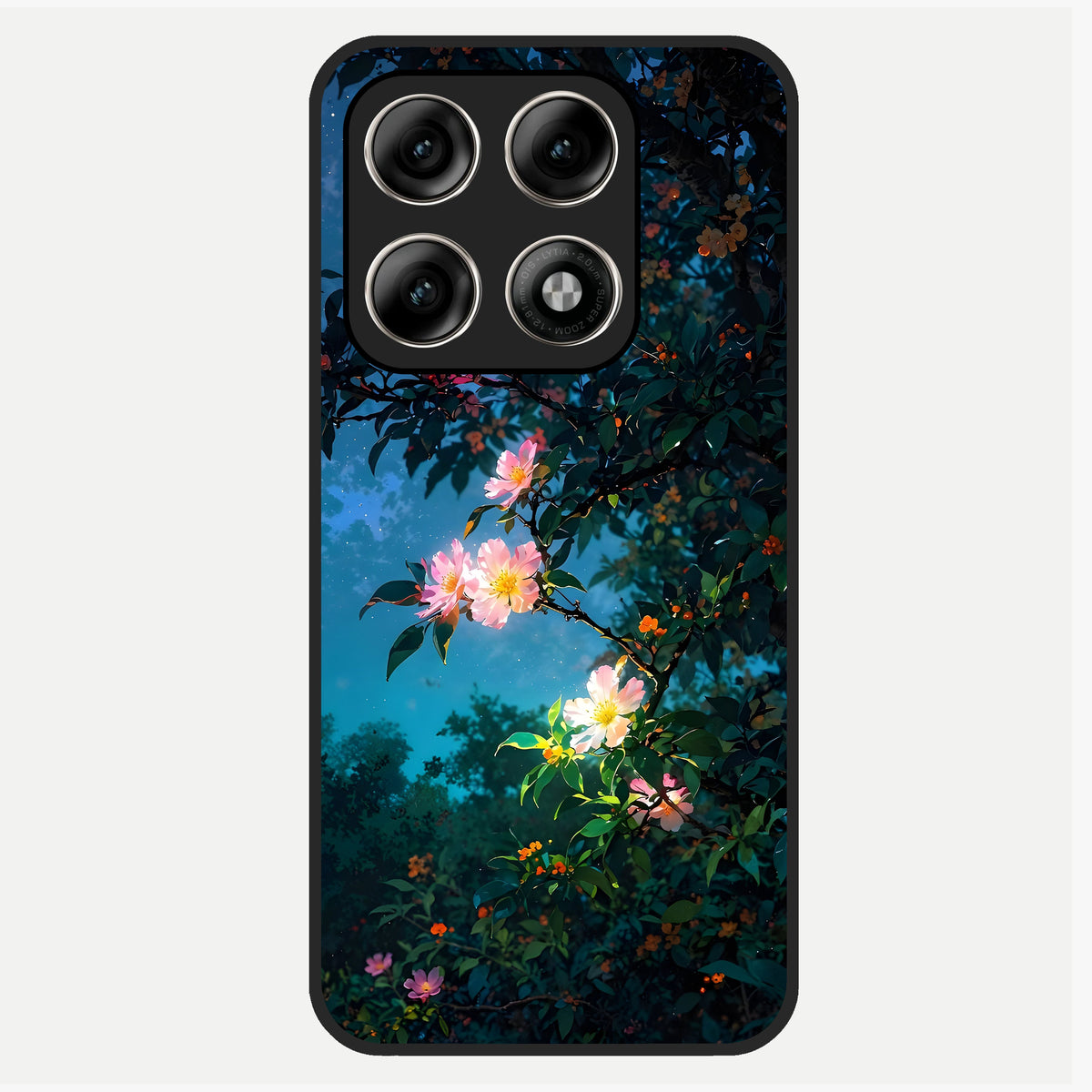  Midnight Bloom Glow Glass Case For Moto Edge 70 Pro back cover – full design glossy printed glass finish