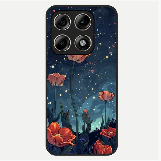  Midnight Tulip Glow Glass Case For Moto Edge 70 Pro back cover – full design glossy printed glass finish