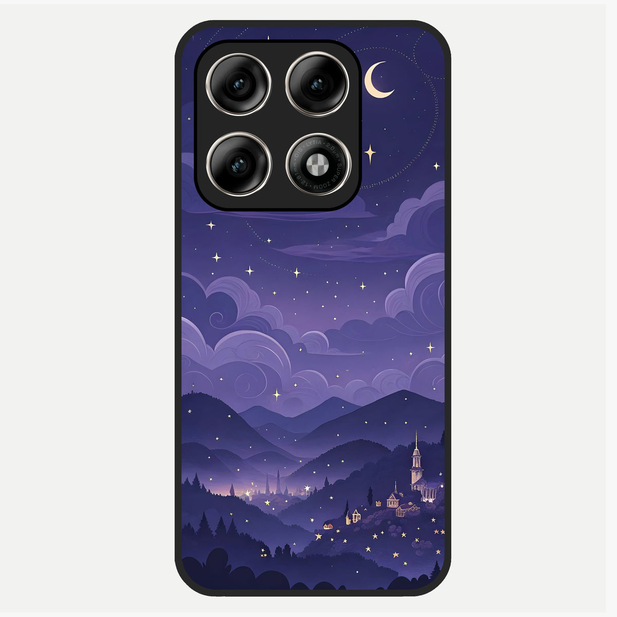  Minimal Night View Glass Case For Moto Edge 70 Pro back cover – full design glossy printed glass finish