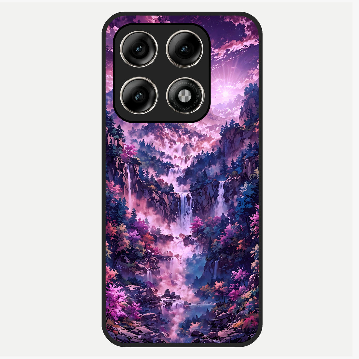  Mystic Cascade Peaks Glass Case For Moto Edge 70 Pro back cover – full design glossy printed glass finish
