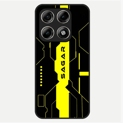  Neon CYBERPUNK Custom Name Glass Case For Moto Edge 70 Pro back cover – full design glossy printed glass finish