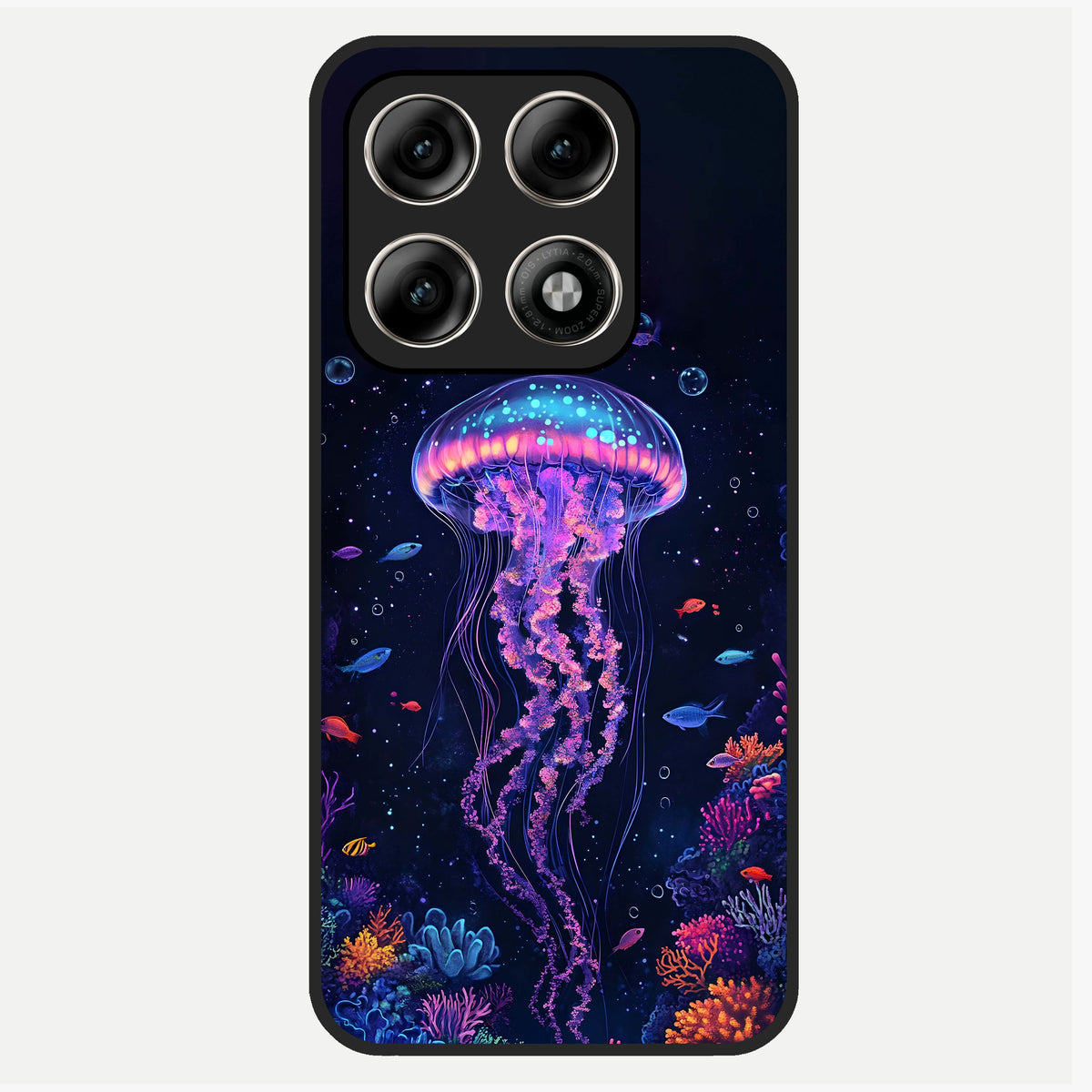  Neon Jellyfish Glass Case For Moto Edge 70 Pro back cover – full design glossy printed glass finish