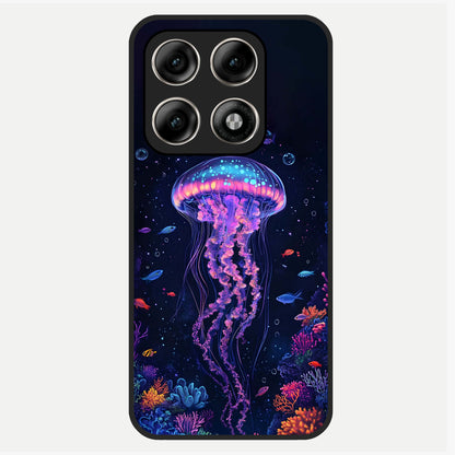  Neon Jellyfish Glass Case For Moto Edge 70 Pro back cover – full design glossy printed glass finish