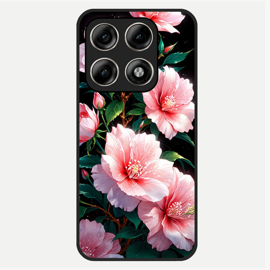  Peach Flower Glass Case For Moto Edge 70 Pro back cover – full design glossy printed glass finish