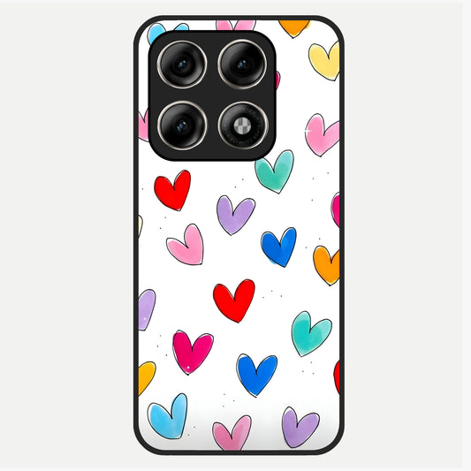  Playful Love Doodles Glass Case For Moto Edge 70 Pro back cover – full design glossy printed glass finish