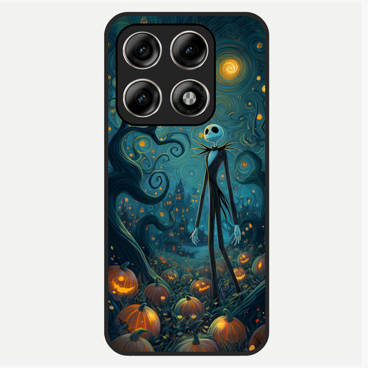  Pumpkin Moon Night Glass Case For Moto Edge 70 Pro back cover – full design glossy printed glass finish
