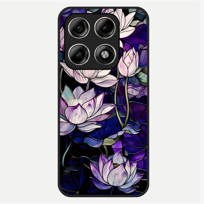  Purple Lotus Pattern Glass Case For Moto Edge 70 Pro back cover – full design glossy printed glass finish
