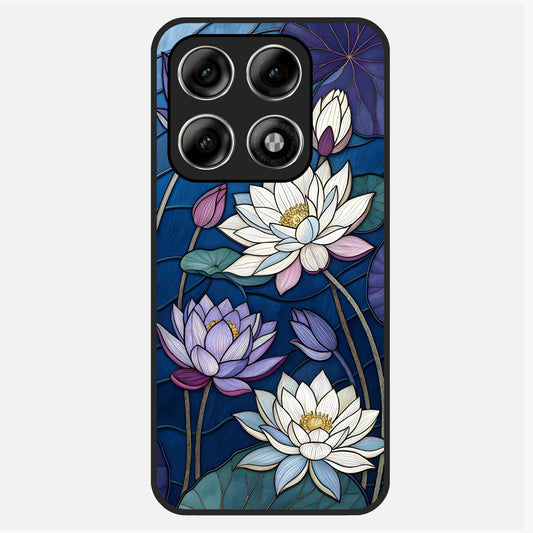  Purple Lotus Stained Glass Case For Moto Edge 70 Pro back cover – full design glossy printed glass finish