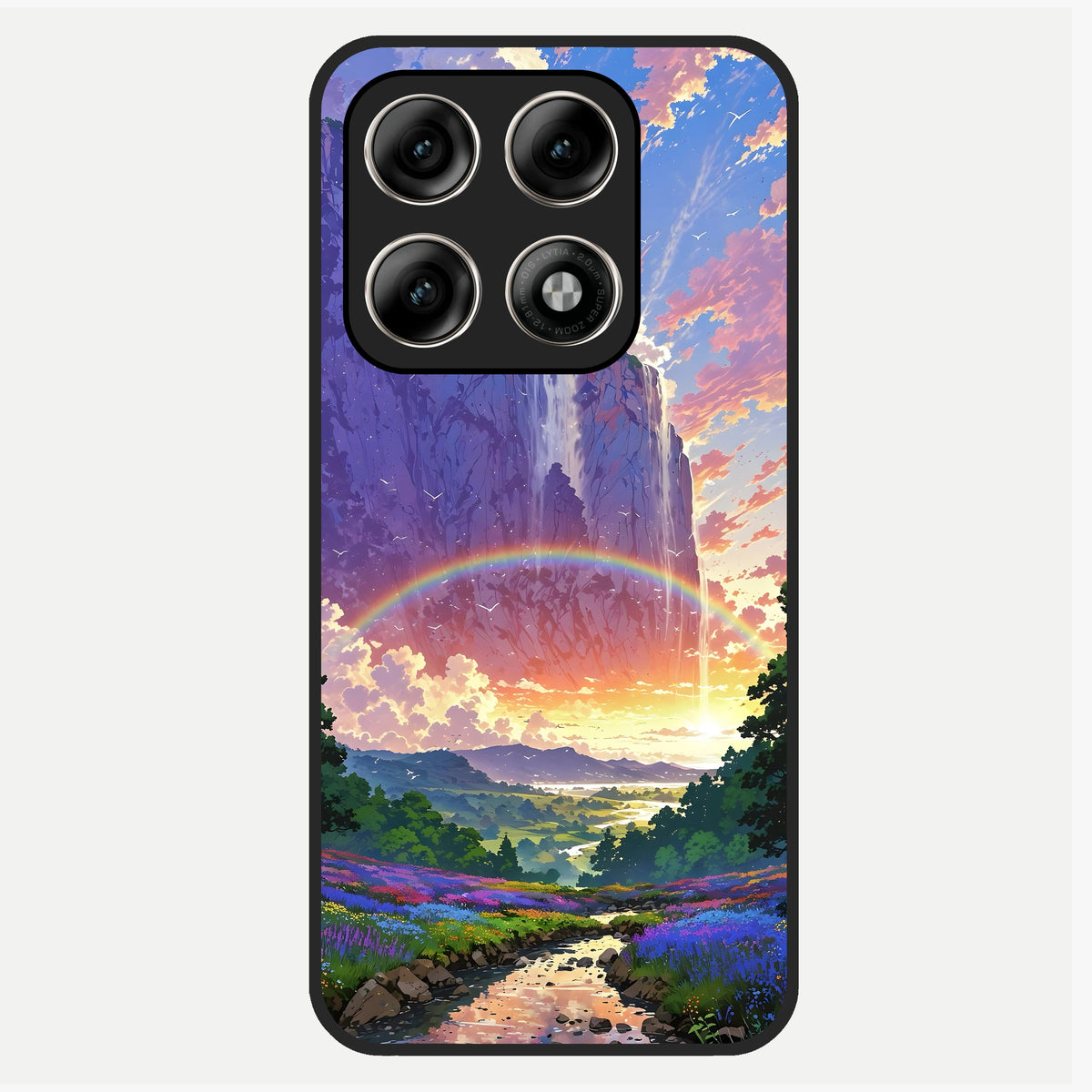  Rainbow Valley Dream Glass Case For Moto Edge 70 Pro back cover – full design glossy printed glass finish