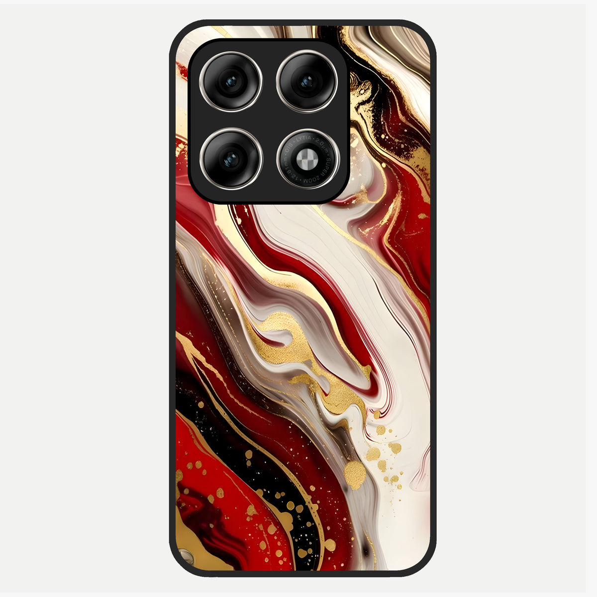  Red And White Marble Glass Case For Moto Edge 70 Pro back cover – full design glossy printed glass finish