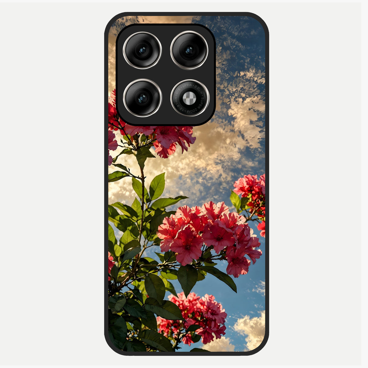  Red Bloom Skies Glass Case For Moto Edge 70 Pro back cover – full design glossy printed glass finish