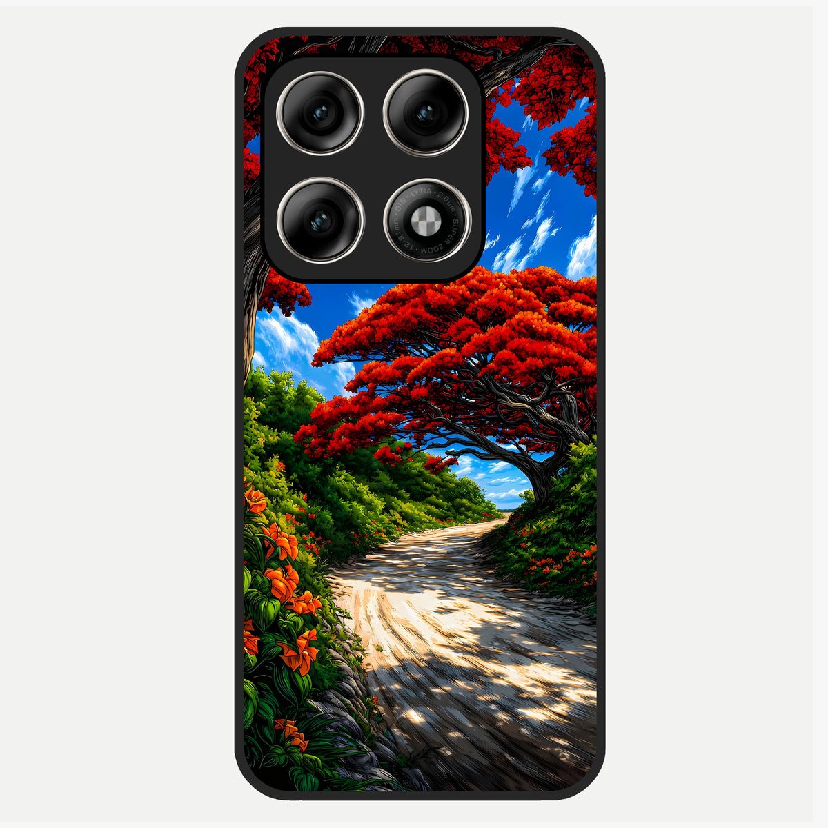  Red Trees Pathway Glass Case For Moto Edge 70 Pro back cover – full design glossy printed glass finish
