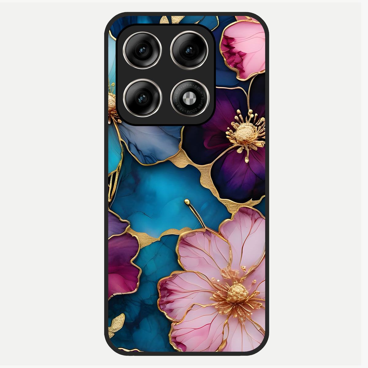  Sparkle Floral Glass Case For Moto Edge 70 Pro back cover – full design glossy printed glass finish