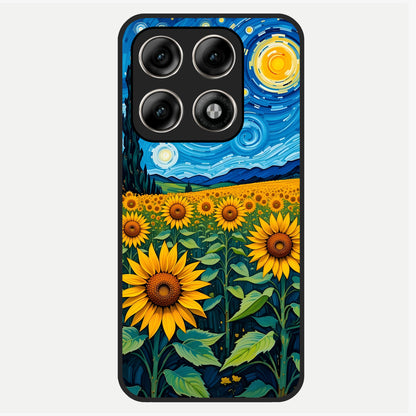  Starry Sunflower Dreams Glass Case For Moto Edge 70 Pro back cover – full design glossy printed glass finish