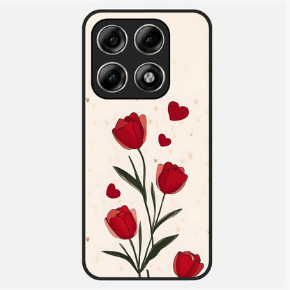  Tulip With Heart Glass Case For Moto Edge 70 Pro back cover – full design glossy printed glass finish