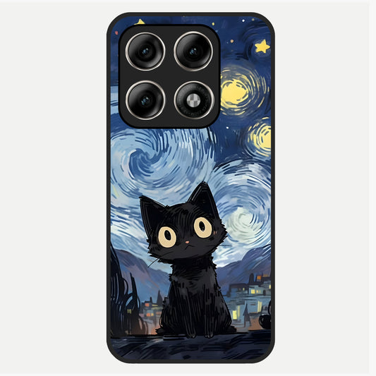  Van Gogh Cat Glass Case For Moto Edge 70 Pro back cover – full design glossy printed glass finish