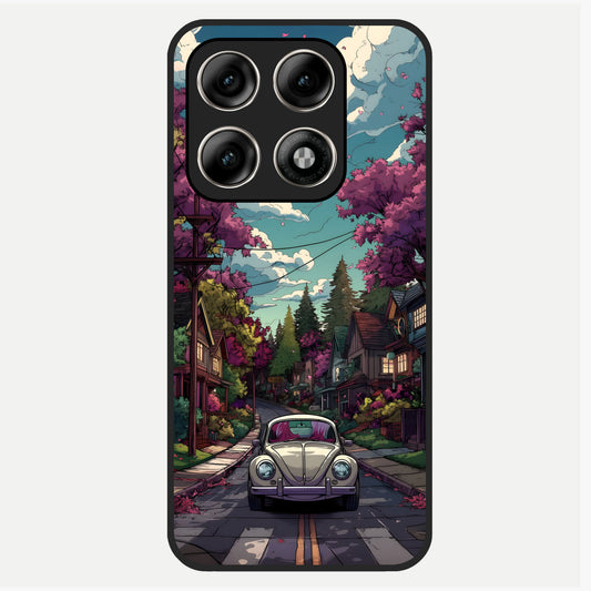  Vintage Street Drive Glass Case For Moto Edge 70 Pro back cover – full design glossy printed glass finish