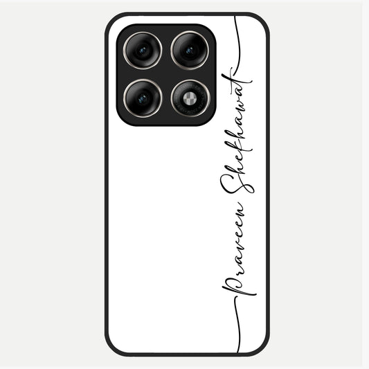  White Tune Custom Name Glass Case For Moto Edge 70 Pro back cover – personalized glossy printed glass finish