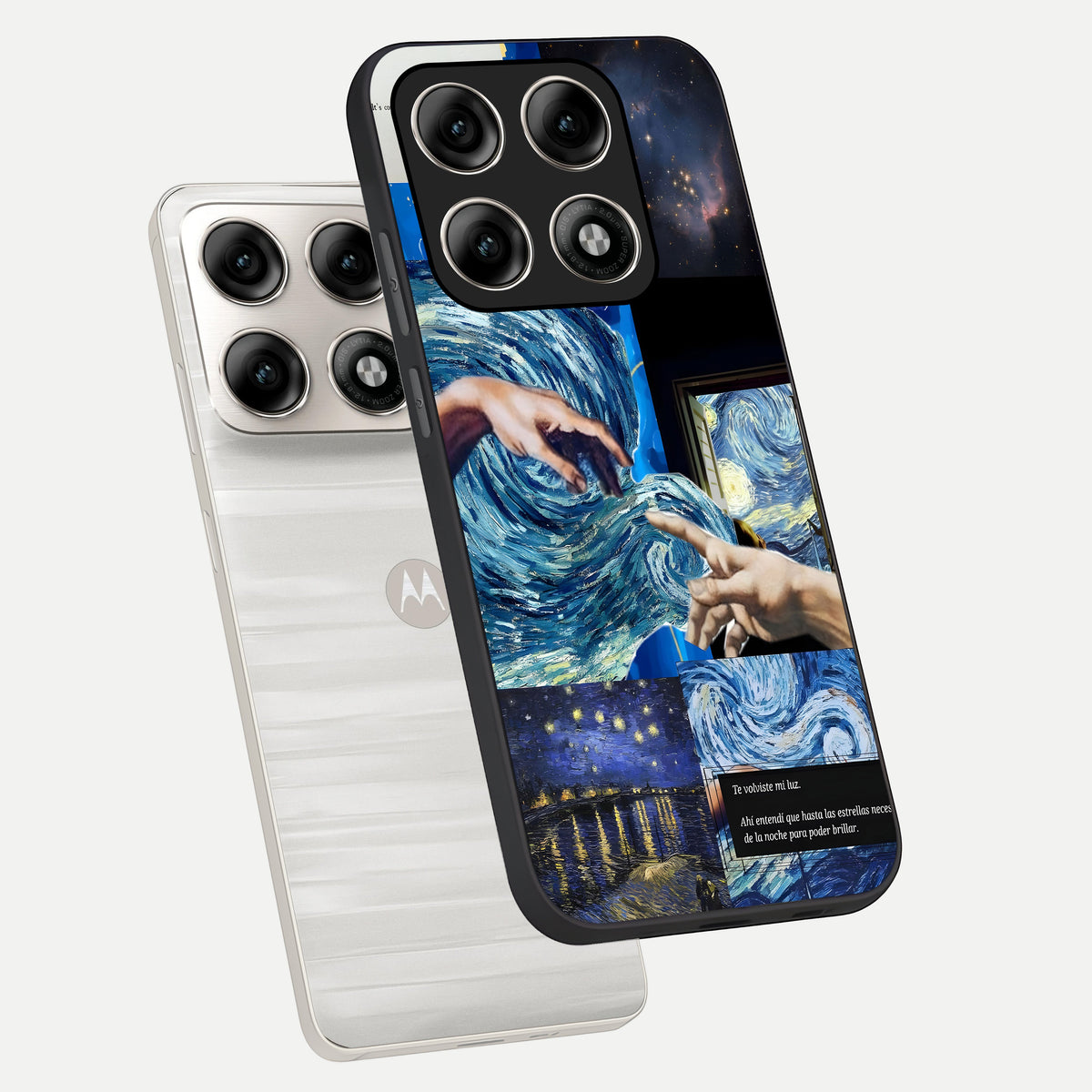  Aesthetic Vando Hands phone case For Moto Edge 70 Pro showing premium glass back cover with detailed artwork