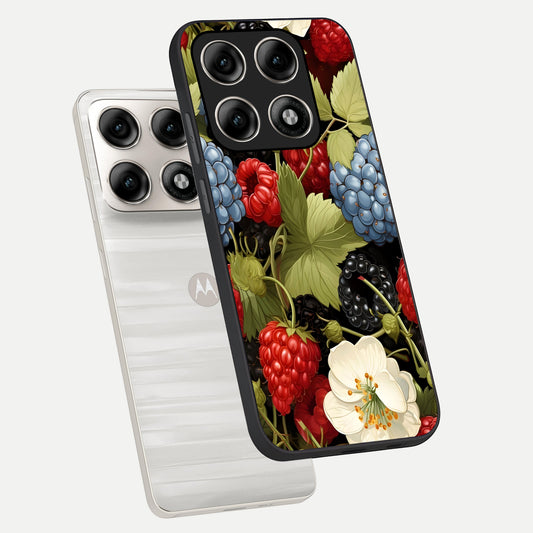  Berry Bloom Charm phone case For Moto Edge 70 Pro showing premium glass back cover with detailed artwork