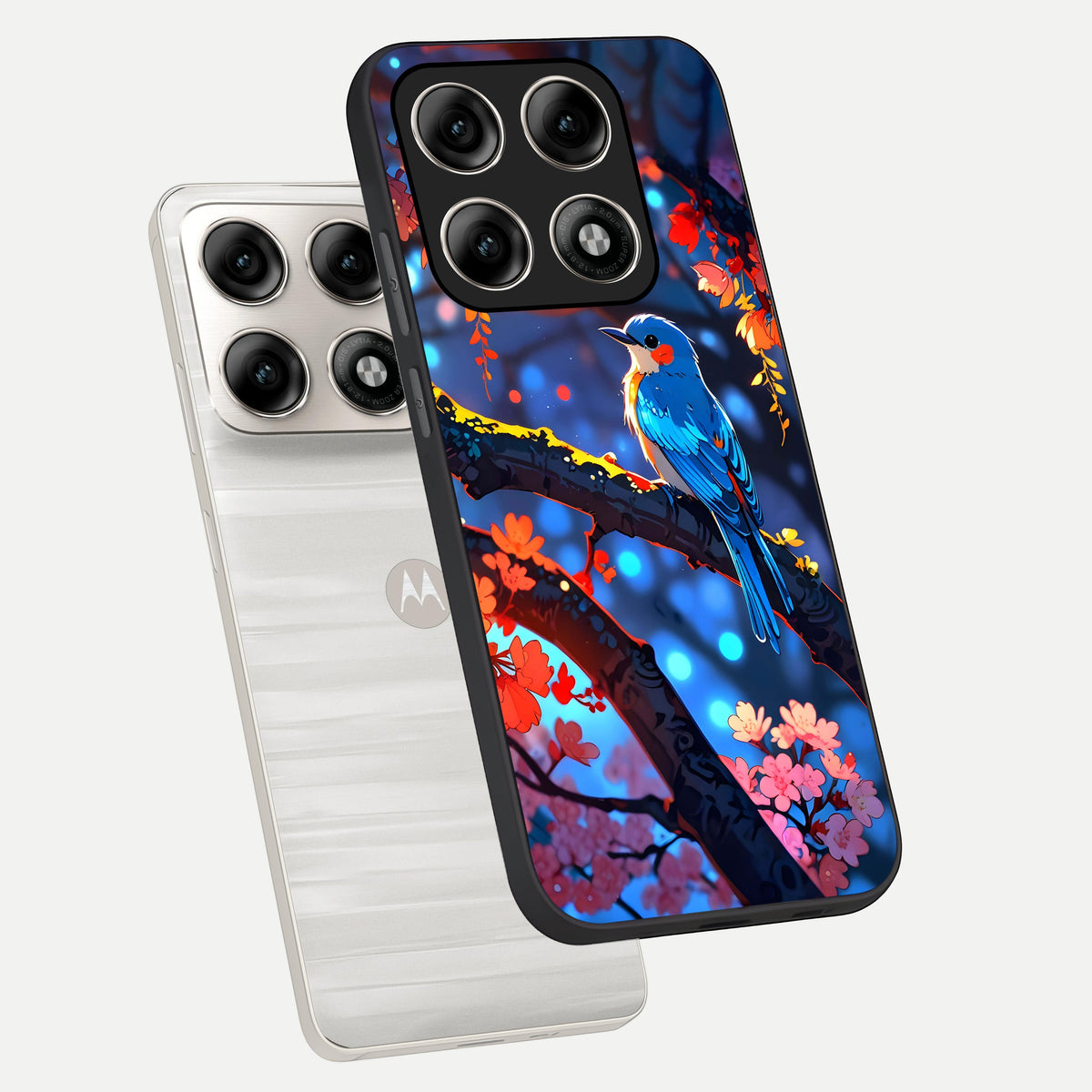  Blooming Water Drift phone case For Moto Edge 70 Pro showing premium glass back cover with detailed artwork