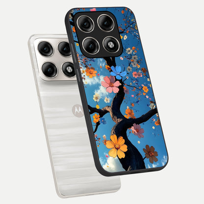  Blossom Dream Sky phone case For Moto Edge 70 Pro showing premium glass back cover with detailed artwork