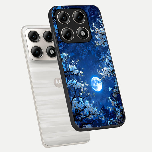  Blossom Moonlight Sky phone case For Moto Edge 70 Pro showing premium glass back cover with detailed artwork